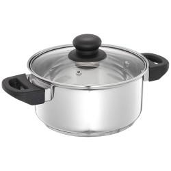 Solimo Stainless Steel Dutch Oven with Glass Lid, Induction Base (18cm, 2 liters)