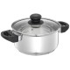 Solimo Stainless Steel Dutch Oven with Glass Lid, Induction Base (18cm, 2 liters)