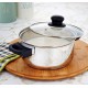 Solimo Stainless Steel Dutch Oven with Glass Lid, Induction Base (18cm, 2 liters)