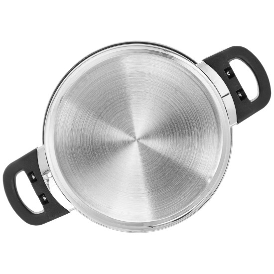 Solimo Stainless Steel Dutch Oven with Glass Lid, Induction Base (18cm, 2 liters)