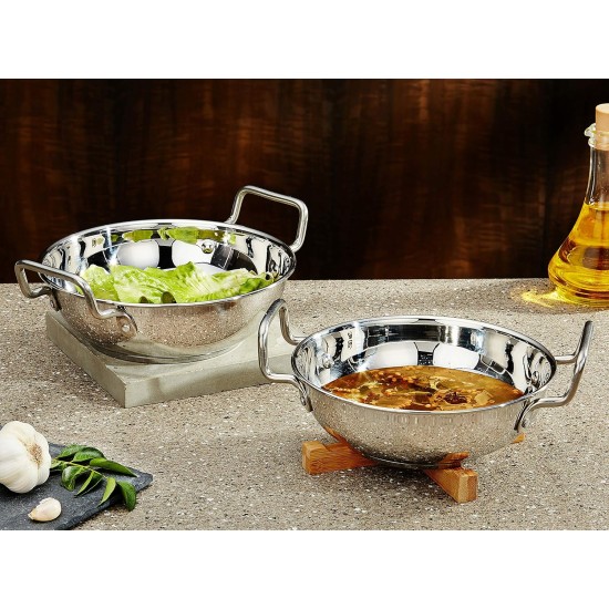 Solimo Stainless Steel Induction Bottom Kadhai Set Size 18Cm,20Cm,1.5 Liter