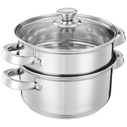 Solimo Stainless Steel Induction Bottom Steamer/Modak/Momo Maker With Glass Lid(2 Litres),Silver