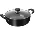 Solimo - Hard Anodized Deep Kadhai With Induction Bottom And Glass Lid (22 Cm), Black