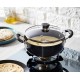 Solimo - Hard Anodized Deep Kadhai With Induction Bottom And Glass Lid (22 Cm), Black