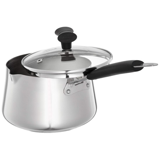 Stainless Steel T Pan with Glass Lid & Induction Base, 1.5 Litre