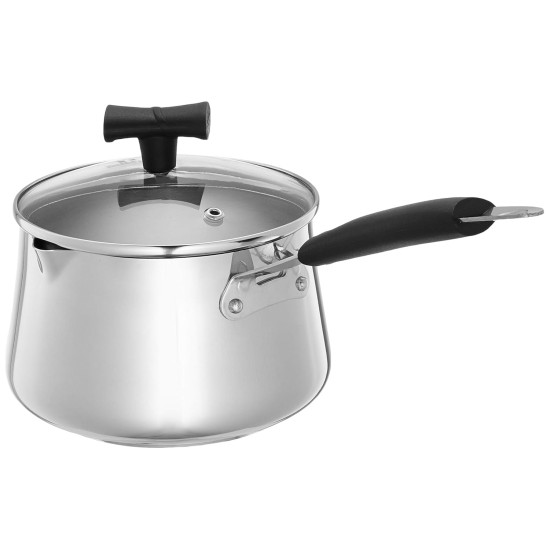 Stainless Steel T Pan with Glass Lid & Induction Base, 1.5 Litre