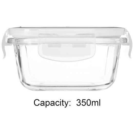 Solimo Airtight Borosilicate Glass Container Set (Transparent,3 Pieces, 350 ml)