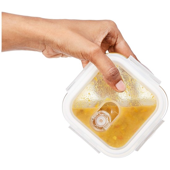 Solimo Airtight Borosilicate Glass Container Set (Transparent,3 Pieces, 350 ml)