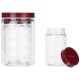 Solimo Plastic Pet Storage Jar and Container, Set of 18 (6 pcs x 300 ml, 6 pcs x 600 ml, 6 pcs x 1.2 ltrs Each), Red Wine | Air Tight | Kitchen Organiser | BPA Free | Stackable