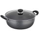Solimo-Non Stick Kadhai With Glass Lid(26 Cm,Hammertone Finish,3 Coat,2.9 Mm Thickness)|Black,4 litres