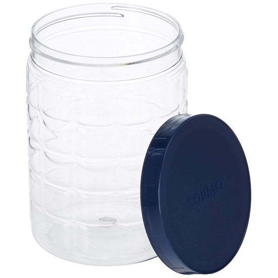 Solimo Plastic Checkered Jar Set of 15 (Royal Blue)