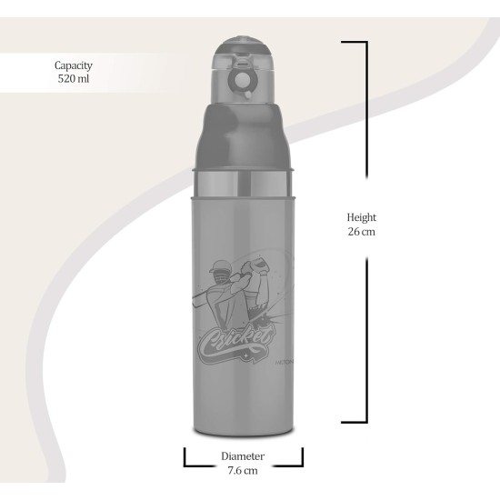 Milton Kool Stunner 600 Kids Plastic Insulated Water Bottle, 520 ml, Sipper Bottle, Leak Proof, BPA Free, Food Grade, School & Picnic Bottle, Pink