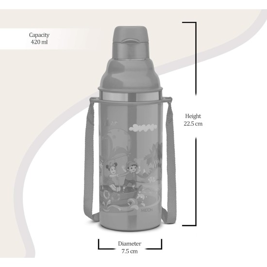 Milton Kool Stunner 400 Kids Plastic Insulated Water Bottle with Straw, 404 ml, Sipper Bottle, Leak Proof, BPA Free, Food Grade, School & Picnic Bottle, Pink