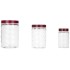 Solimo Plastic Pet Storage Jar and Container, Set of 12 (4 pcs x 300 ml, 4 pcs x 600 ml, 4 pcs x 1.2 ltrs Each) Red Wine | Air Tight | Kitchen Organiser | BPA Free | Stackable