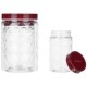Solimo Plastic Pet Storage Jar and Container, Set of 12 (4 pcs x 300 ml, 4 pcs x 600 ml, 4 pcs x 1.2 ltrs Each) Red Wine | Air Tight | Kitchen Organiser | BPA Free | Stackable