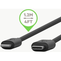 Belkin USB-C to Lightning Cable (Fast Charging iPhone USB-C Cable for iPhone 12 Mini, iPhone 12, 12 Pro, 12 Pro Max, MacBook, iPad and More, Apple MFi-Certified) 4 Feet (1.2 Meters) - Black Belkin USB-C to Lightning Cable (Fast Charging iPhone USB-C Cable for iPhone 12 Mini, iPhone 12, 12 Pro, 12 Pro Max, MacBook, iPad and More, Apple MFi-Certified) 4 Feet (1.2 Meters) - Black