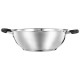 Solimo Stainless Steel Kadai | Gas and Induction Compatible | Heavy Bottom - Better Heat Retention| 25 cm Dia | 3 L Capacity | Silver
