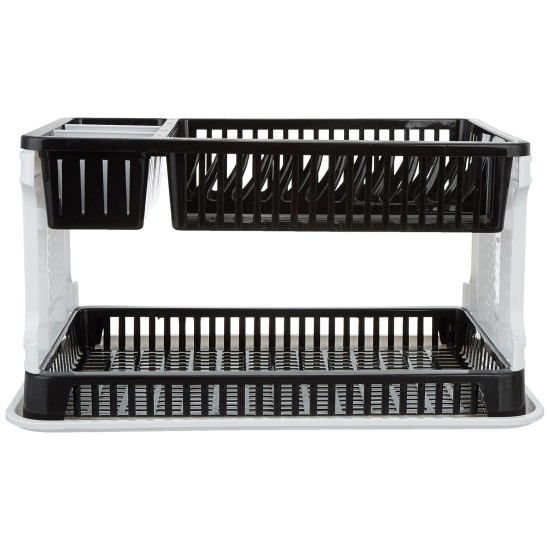 Solimo Plastic Dish Drainer, (Black , 51 cm * 33 cm * 27.2 cm)