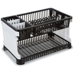 Solimo Plastic Dish Drainer, (Black , 51 cm * 33 cm * 27.2 cm)