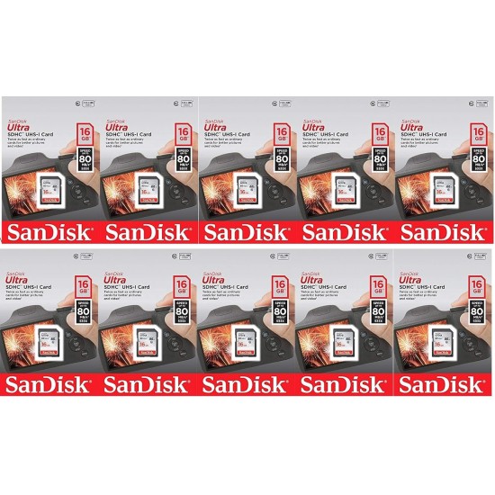 SanDisk Ultra 16GB (10 Pack) Class 10 80MBps SD Memory Card SDHC UHS-I SDSDUNC-016G-GN6IN SanDisk Ultra 16GB (10 Pack) Class 10 80MBps SD Memory Card SDHC UHS-I SDSDUNC-016G-GN6IN