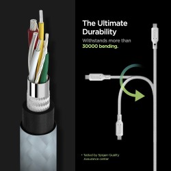 Spigen USB-C to C 3.2 Gen 1 Cable Official E-Mark, 100W & 5Gbps Compatible with Macbook, iPad, Galaxy, OnePlus, Pixel (1m) - White Spigen USB-C to C 3.2 Gen 1 Cable Official E-Mark, 100W & 5Gbps Compatible with Macbook, iPad, Galaxy, OnePlus, Pixel (1m) - White