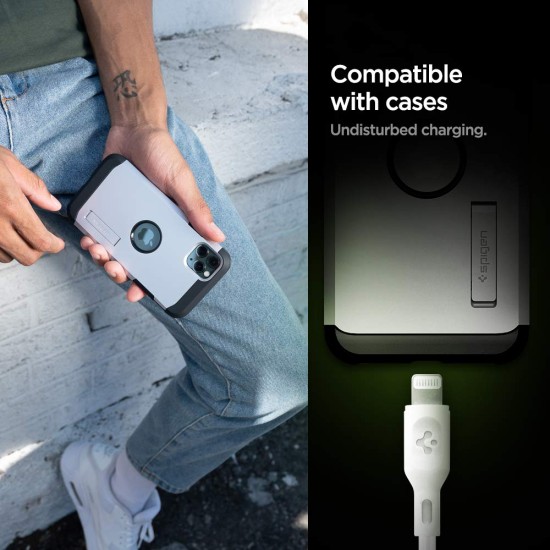 Spigen Apple MFi Certified USB C to Lightning Charge Sync Cable 1.0 Meters - White Spigen Apple MFi Certified USB C to Lightning Charge Sync Cable 1.0 Meters - White