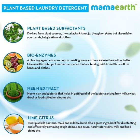 Mamaearth's Plant Based Baby Laundry Liquid Detergent, With Bio-Enzymes and Neem Extracts, 1000ml