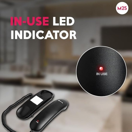 Beetel Newly Launched M25 Ultra Compact Caller ID Slim Line Corded Landline Phone,Numeric Display, Desk/Wall Mounted,12 Digit LCD,FSK/DTMF Compatible,Ringer Volume Control,LED Indication (Black M25) Beetel Newly Launched M25 Ultra Compact Caller ID Slim Line Corded Landline Phone,Numeric Display, Desk/Wall Mounted,12 Digit LCD,FSK/DTMF Compatible,Ringer Volume Control,LED Indication (Black M25)