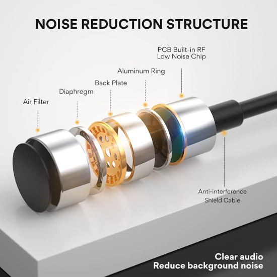 MAONO AU-100 Collar Auxiliary Mic for YouTube, Mobile Phone, Camera, Lavalier Clip on Omnidirectional Microphone, Plug and Play, with 6M Audio Cable, 3.5mm TRRS Plug and 6.35mm Adapter (Black)