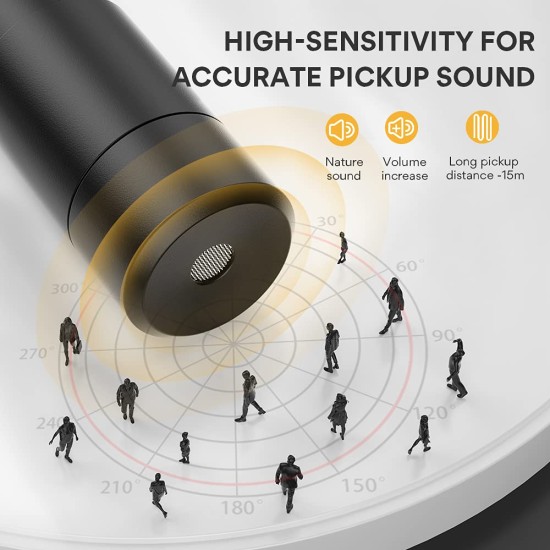 MAONO AU-100 Collar Auxiliary Mic for YouTube, Mobile Phone, Camera, Lavalier Clip on Omnidirectional Microphone, Plug and Play, with 6M Audio Cable, 3.5mm TRRS Plug and 6.35mm Adapter (Black)