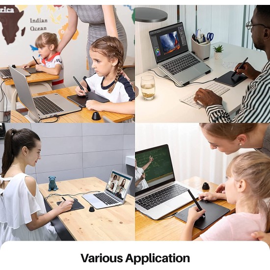 Huion H430P OSU Graphics Drawing Tablet with Battery-Free Stylus 4.8x3 inch Working Area 4 Press Keys Support Work from Home Distance Education Compatible with Android Linux Windows and Mac