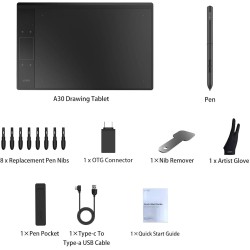 VEIKK A30 V2 Graphic Drawing Tablet, 10 * 6 Inch/25.4 x15.2 cm Pen Tablet with 8192 Levels Passive Pen, Compatible with Windows, Mac,Linux and Android