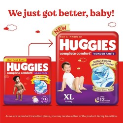 Huggies Complete Comfort Wonder Pants | Pant Style Baby Diapers XL Size, 168 Count | India's Fastest Absorbing Diaper, Patented Dry Xpert Channel, Ideal for 12 to 17 Kgs Huggies Complete Comfort Wonder Pants | Pant Style Baby Diapers XL Size, 168 Count | India's Fastest Absorbing Diaper, Patented Dry Xpert Channel, Ideal for 12 to 17 Kgs