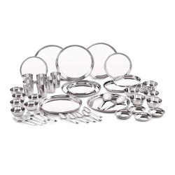 Neelam Stainless Steel 24 Gauge Classic Dinner Set, Solid 50 Pcs Set Serving 6 People, Silver, Durable, Dishwasher Safe, Ideal Gifting Dinner Set for Anniversary, Wedding, Housewarming Party.