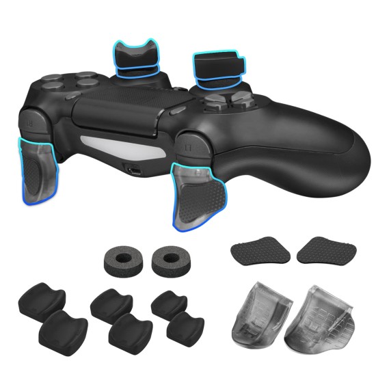 NiTHO FPS Gaming Kit for PS4 Controller, Customizing Enhancers Kit with 3 Sizes of Thumb Grip Caps, Ergonomic Triggers and Stickers, Analog Mini-Stick Precision Rings, Accessories for PS4 - Black NiTHO FPS Gaming Kit for PS4 Controller, Customizing Enhancers Kit with 3 Sizes of Thumb Grip Caps, Ergonomic Triggers and Stickers, Analog Mini-Stick Precision Rings, Accessories for PS4 - Black