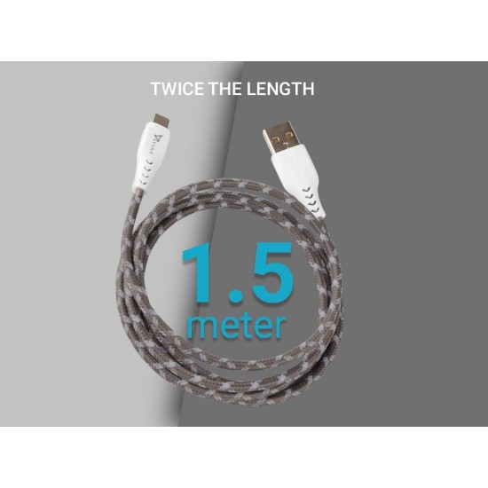 Syska CCCP10 1.5m Type-C Cable 2.4A Fast Charging (Grey White) Syska CCCP10 1.5m Type-C Cable 2.4A Fast Charging (Grey White)