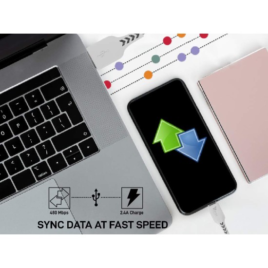 Syska CCCP10 1.5m Type-C Cable 2.4A Fast Charging (Grey White) Syska CCCP10 1.5m Type-C Cable 2.4A Fast Charging (Grey White)