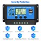 ELEPHANTBOAT ® 10A 12V 24V ABS Solar Panel Charger Controller Battery Dual USB LCD Display Regulator (Blue)