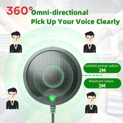 Maono AU-BM10 Boundary Conference USB Microphone with Mute and Headphone Playback, Omnidirectional Mic, Black