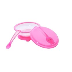 1st Step BPA Free Polypropylene Microwave Friendly Feeding Bowl with Spoon (Pink)