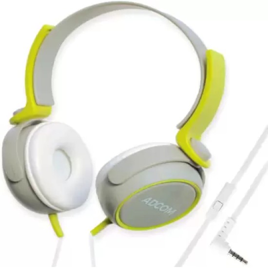 Adcom AD-28038 Junior Wired On-Ear Stereo Headphones with Microphone, Adjustable Leather Padded Cushions and 40mm Drivers (Grey/Green) Adcom AD-28038 Junior Wired On-Ear Stereo Headphones with Microphone, Adjustable Leather Padded Cushions and 40mm Drivers (Grey/Green)