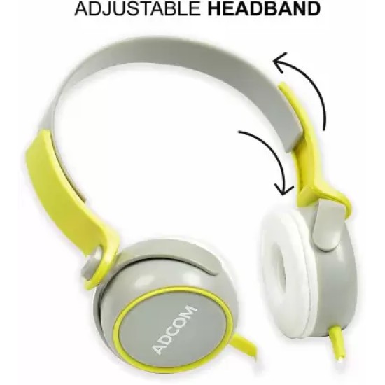 Adcom AD-28038 Junior Wired On-Ear Stereo Headphones with Microphone, Adjustable Leather Padded Cushions and 40mm Drivers (Grey/Green) Adcom AD-28038 Junior Wired On-Ear Stereo Headphones with Microphone, Adjustable Leather Padded Cushions and 40mm Drivers (Grey/Green)