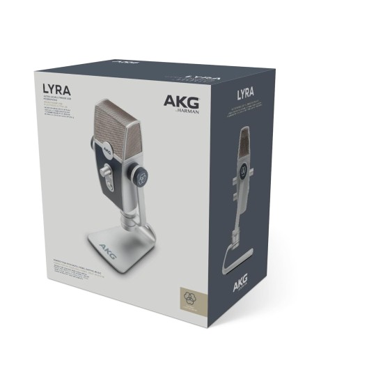 AKG Lyra Ultra-HD, Four Capsule, Multi-Capture Mode, USB-C Condenser Microphone for Calling, Recording and Streaming, WEB CONFERENCING & VOIP AKG Lyra Ultra-HD, Four Capsule, Multi-Capture Mode, USB-C Condenser Microphone for Calling, Recording and Streaming, WEB CONFERENCING & VOIP