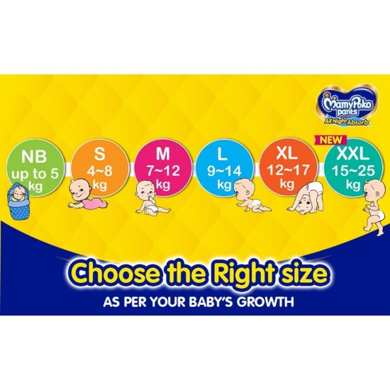 MamyPoko Pants All Night Absorb Baby Diapers Medium (M), 72 Count 7-12 kg
