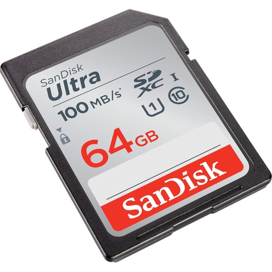 SanDisk 64GB Ultra SDXC UHS-I Memory Card - 100MB/s, C10, U1, Full HD, SD Card - SDSDUNR-064G-GN6IN SanDisk 64GB Ultra SDXC UHS-I Memory Card - 100MB/s, C10, U1, Full HD, SD Card - SDSDUNR-064G-GN6IN