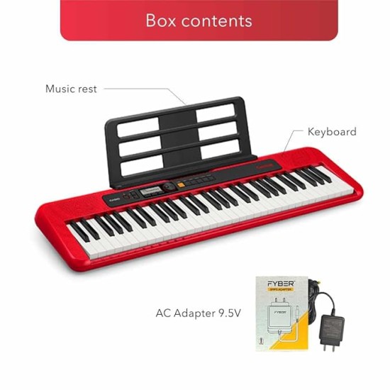 Casio CT-S200 Casiotone 61-Key Portable Keyboard with Piano tones, Red