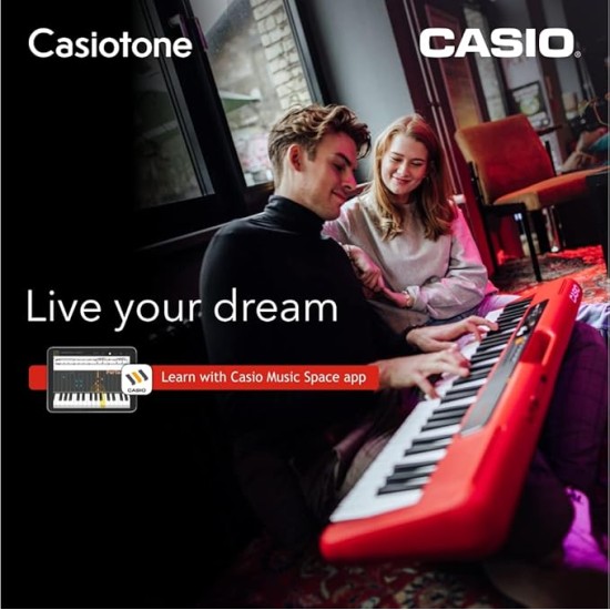 Casio CT-S200 Casiotone 61-Key Portable Keyboard with Piano tones, Red