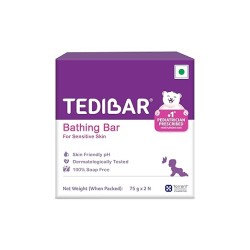 Tedibar Baby Bathing Bar | For Baby’s Sensitive Skin | Gentle Cleansing, Skin-friendly, pH 5.5, 75gm, Pack of 2