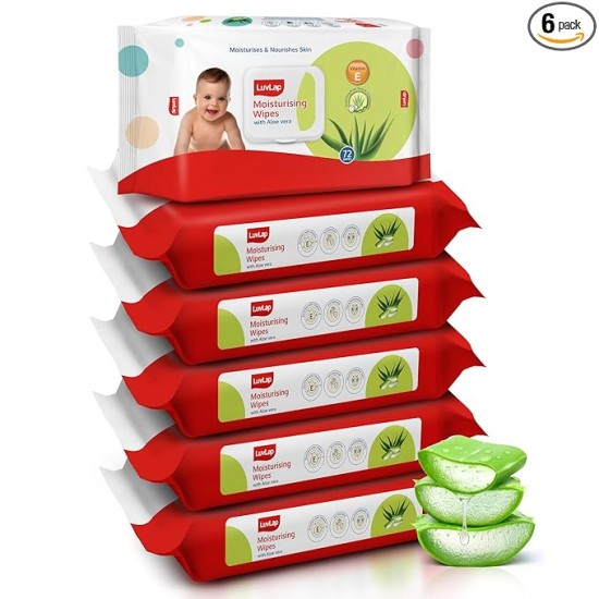 LuvLap Paraben Free Baby Wipes with Aloe Vera, with Fliptop Lid (72 Wipes/Pack, Pack of 6) LuvLap Paraben Free Baby Wipes with Aloe Vera, with Fliptop Lid (72 Wipes/Pack, Pack of 6)