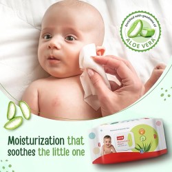LuvLap Paraben Free Baby Wipes with Aloe Vera, with Fliptop Lid (72 Wipes/Pack, Pack of 6)